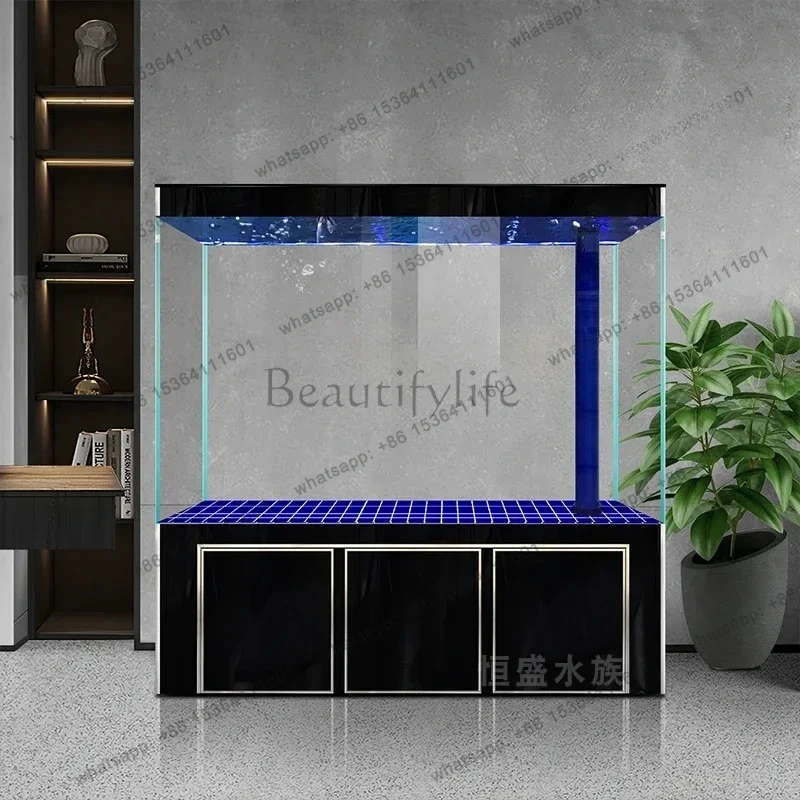 

ecological water-free arowana tank aquarium bottom filter Household new fish tank living room ultra-white glass floor