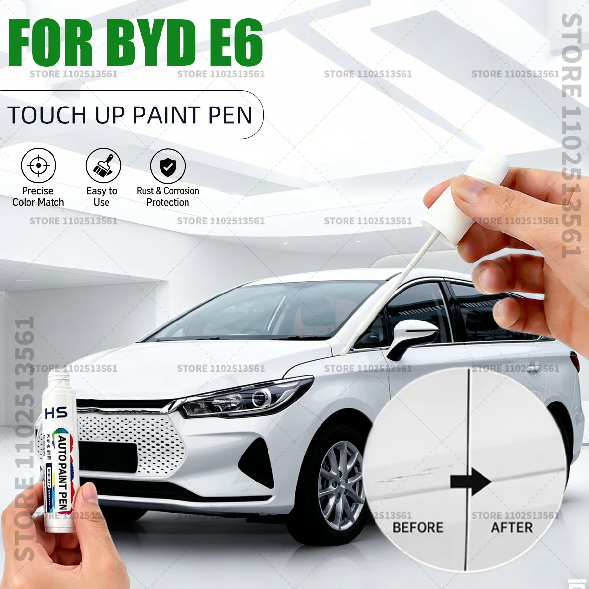 For 2011-2024 BYD E6 Car Paint Repair Pen Restores Original Factory Paint Finish Crystal White Doctor Black Blue