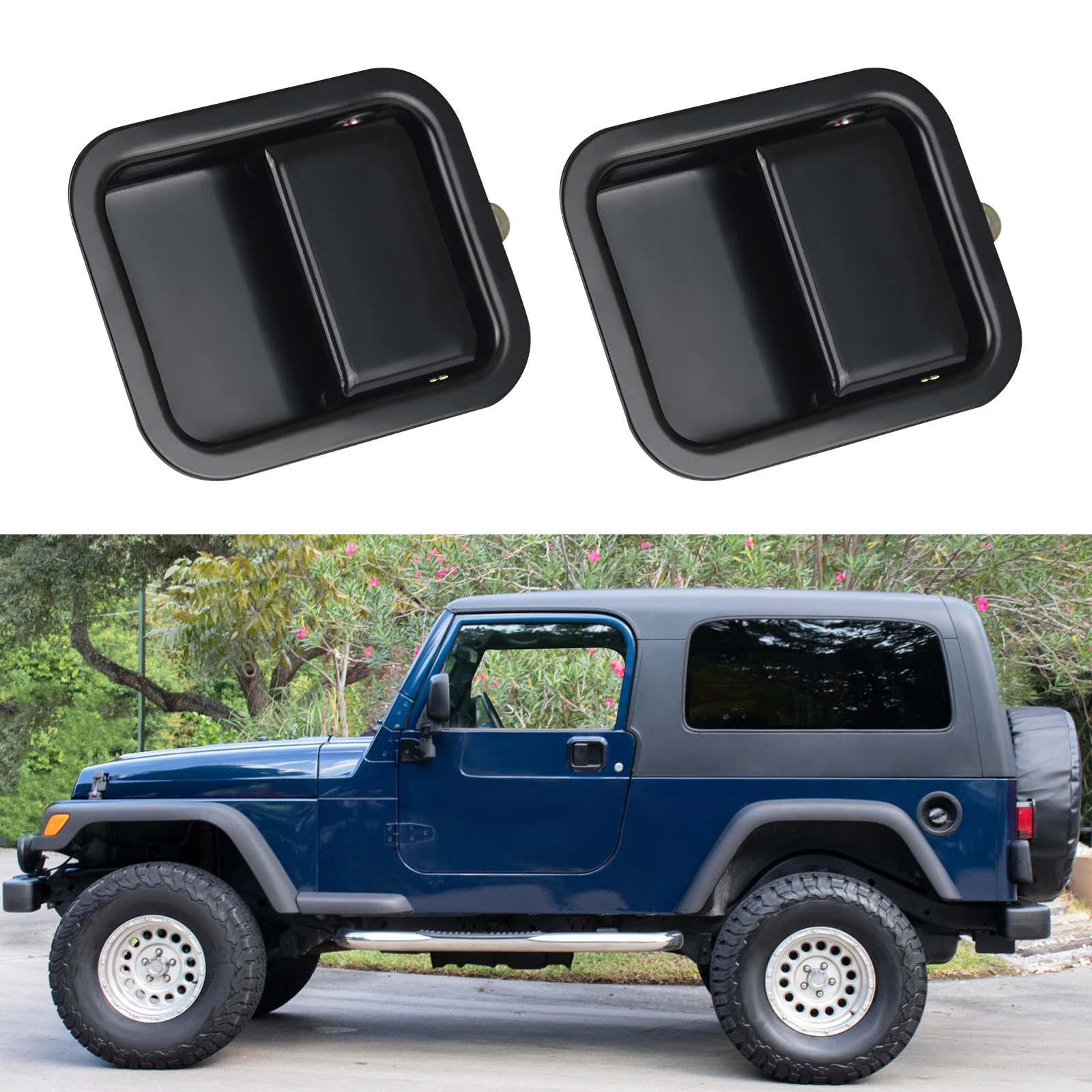 

A Pair Of Black Exterior Door Handles For Jeep Wrangler 1991-2006 55176383AE 55176382AE Exterior Door Handles Car Accessories