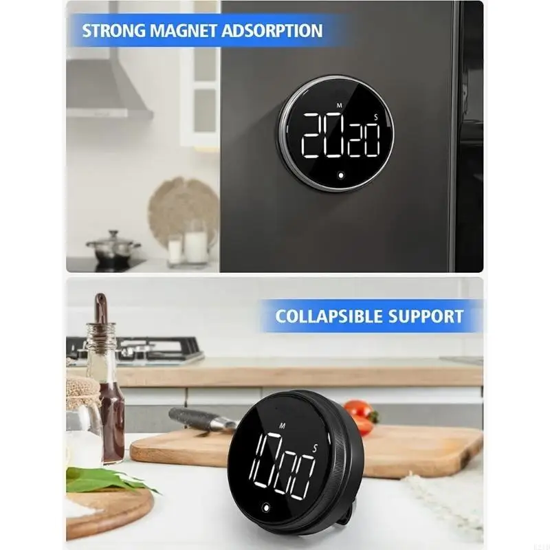 Rotary Timer with LED Digital Display Digital Kitchen Timer Adjustable Volume