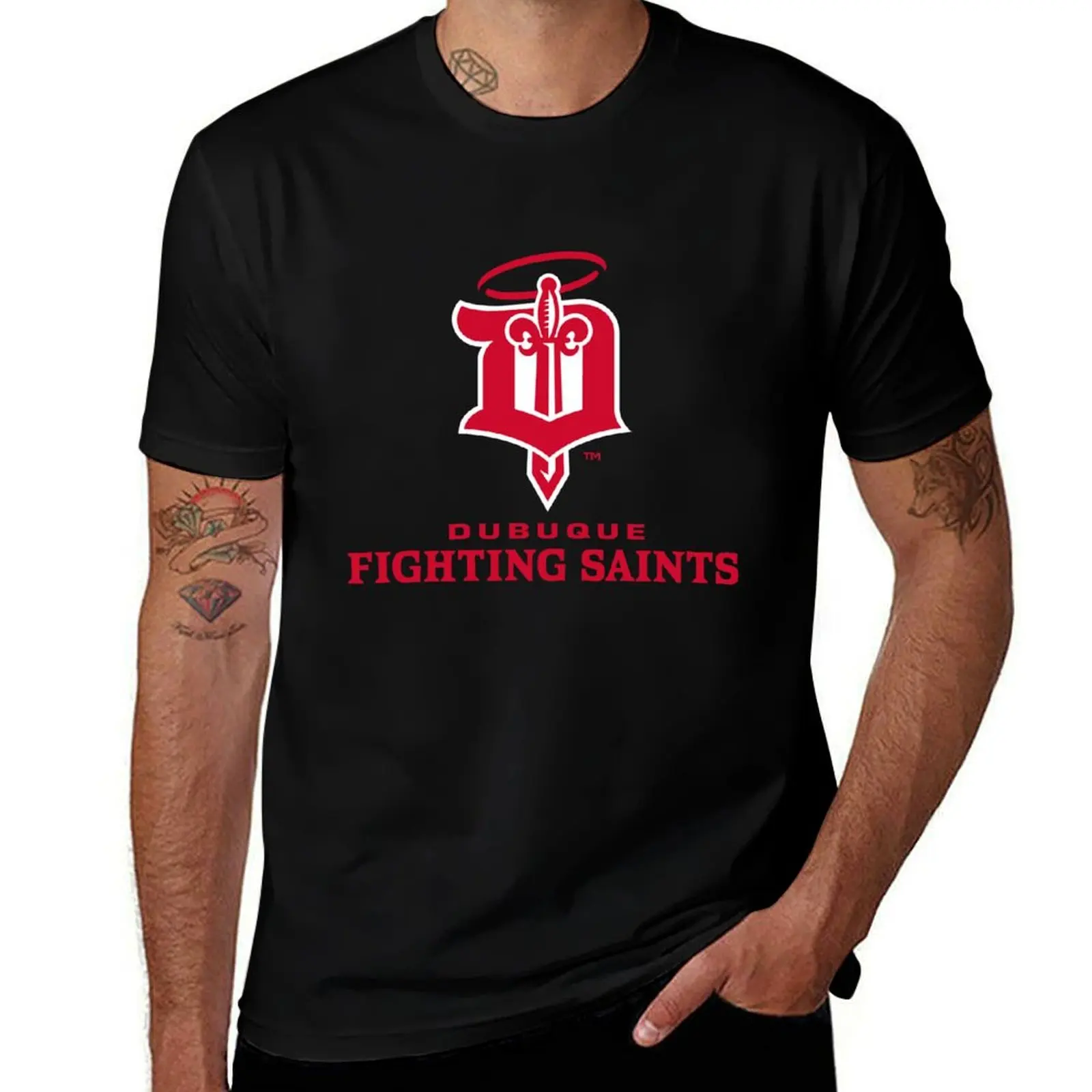 Dubuque Fighting Saints T-Shirt Casual Holiday Short Sleeve Tee T-Shirt
