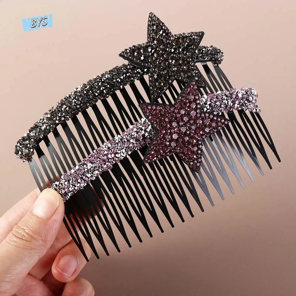 

Pentagram Star Rhinestone Star Hair Comb Teeth Fixed Combs Invisible Extra Hair Holder Acrylic Hair Accessories Broken Hair Comb