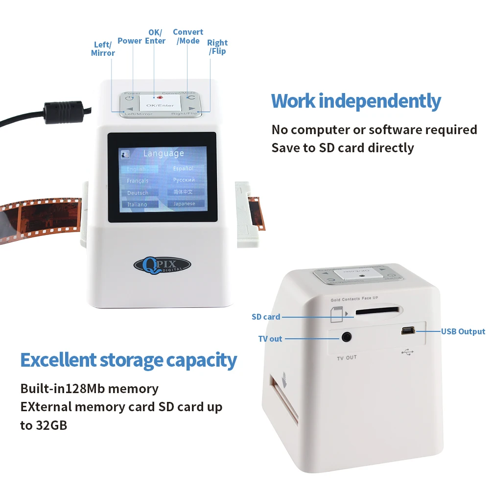 Imagem -04 - Qpix-conversor de Scanner de Filme Digital Conversor de Negativos 2.4 Lcd 22mp Super ao Conversor Digital 35 mm