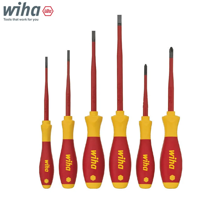 Wiha 35389 Screwdriver Set SoftFinish Electric SlimFix 1000V VDE Slotted Phillips 6-Pcs