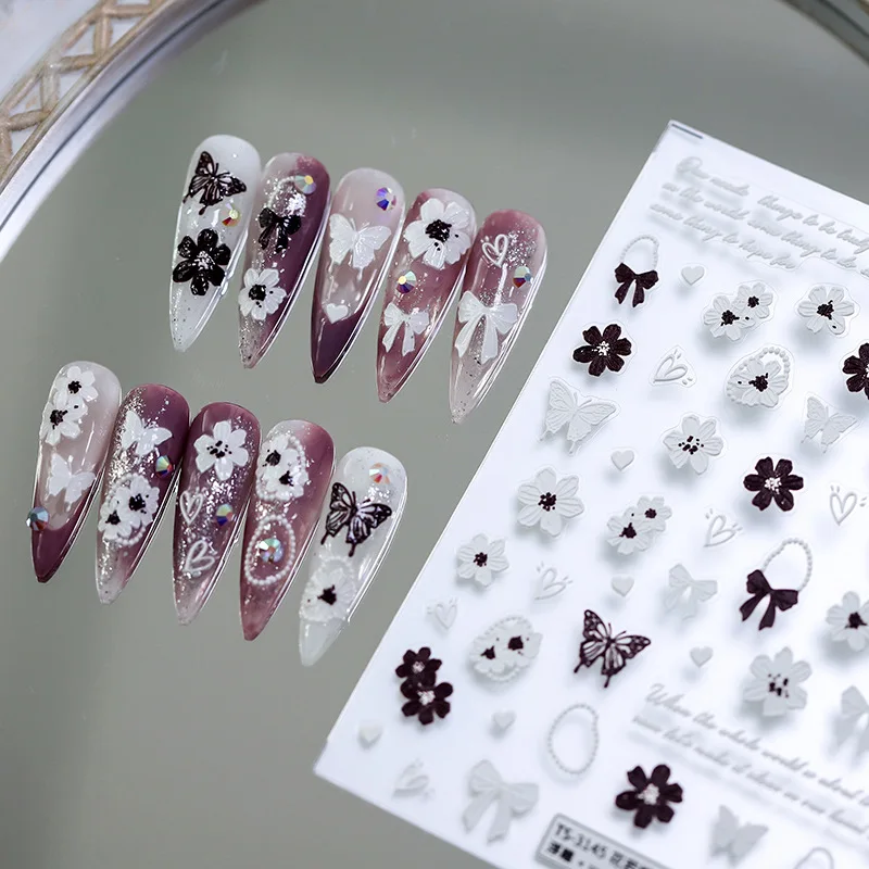 

1 piece of 5D Flower Butterfly Nail Sticker Qingfeng Bamboo Shadow Thin Tough New Craft Chinese Style Manicure Adhesive Sticker