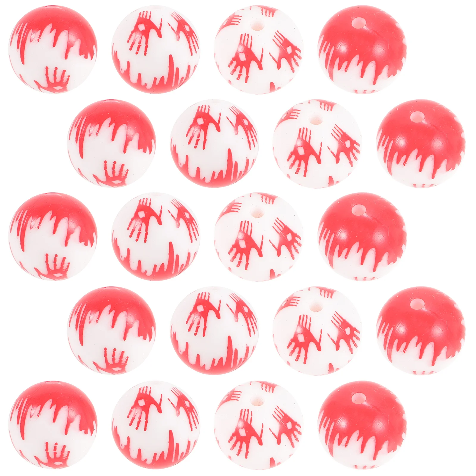 

20 Pcs Necklace Silicone Bead Beads​ for Bracelet Making Charms Red Diy Pattern Large