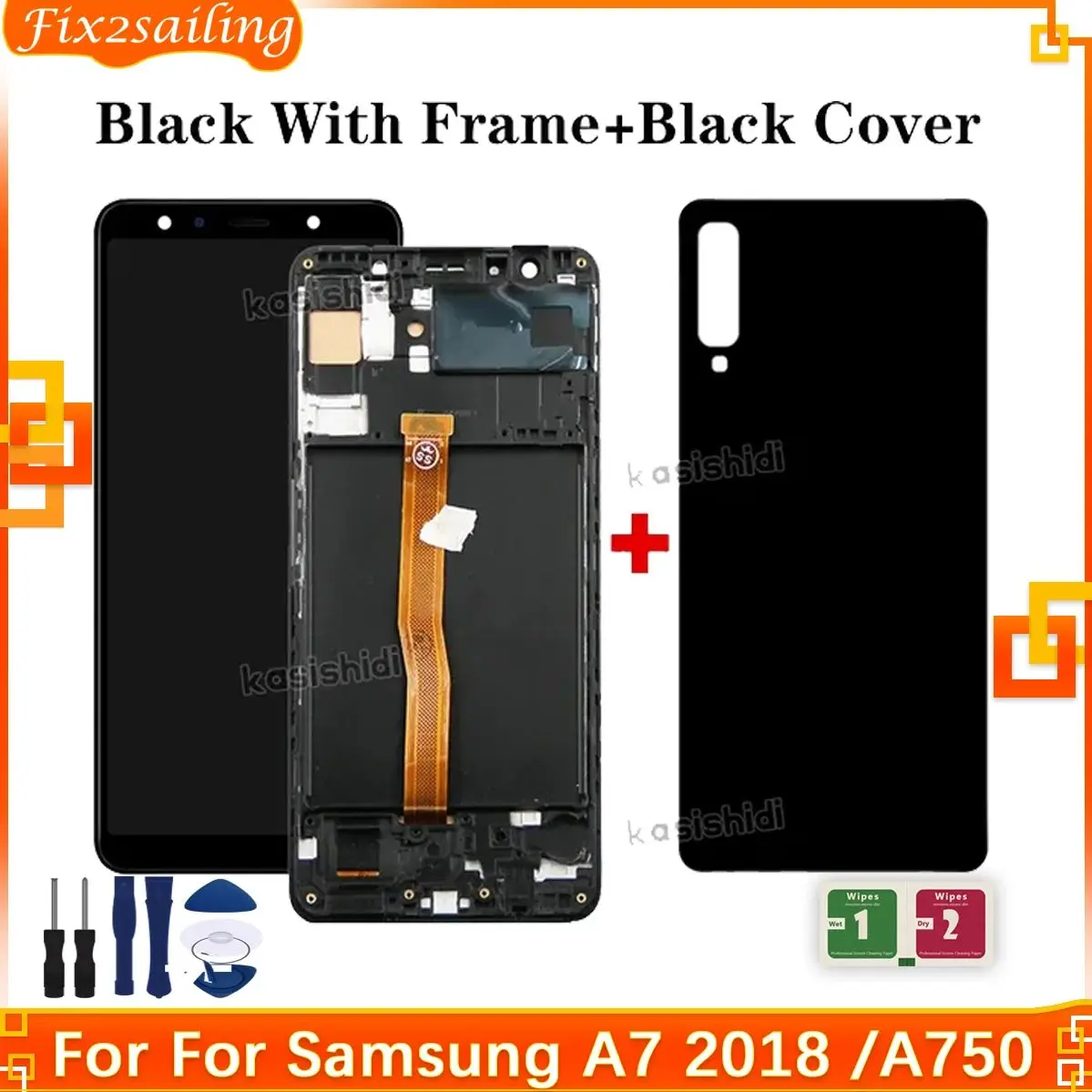 TFT  For Samsung Galaxy A7 2018 A750 A750F A750FN/DS Display Screen With Frame Display Digital Touch Screen Assembly Tested