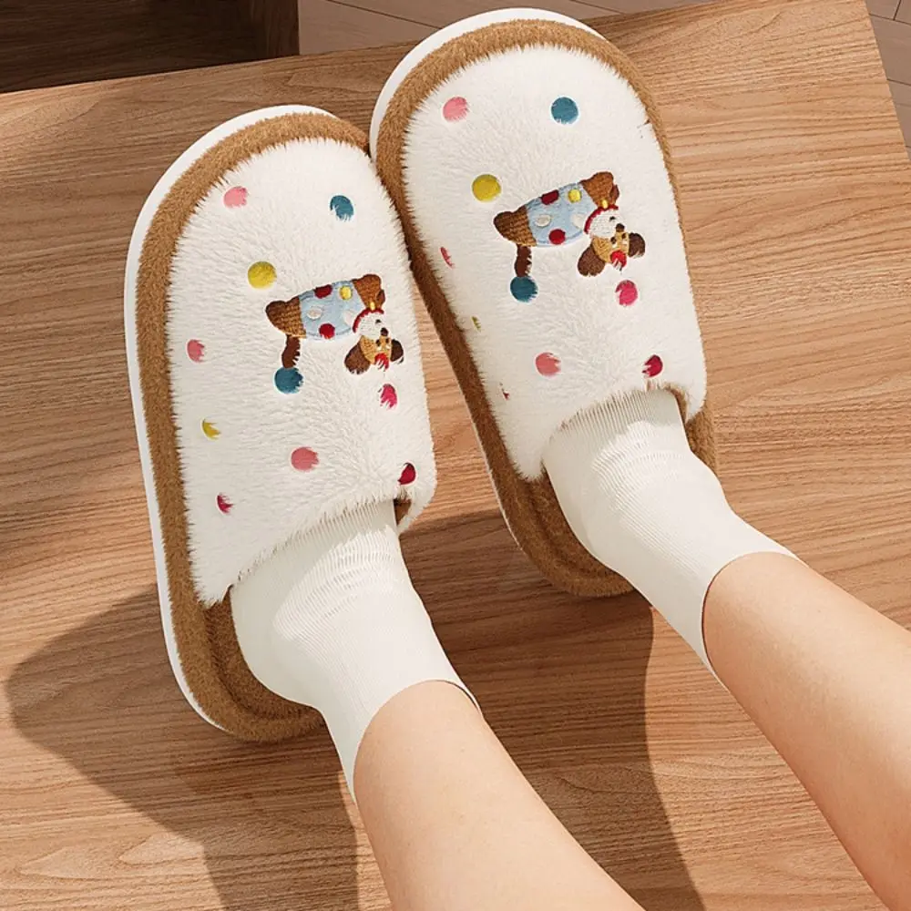 عارضة نقطة أفخم الكلب النعال رشاقته الدافئة المضادة للانزلاق المنزل أحذية قطنية لينة لطيف الشتاء نعال قماش الهدايا #4