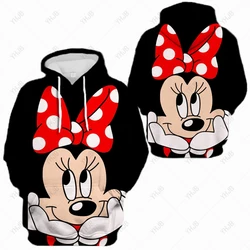 Spring Autumn Women's Hoodies Disney Minnie Mickey Mouse Print Cartoon Cap Casual Female Hooded Sweatshirt S-5XL