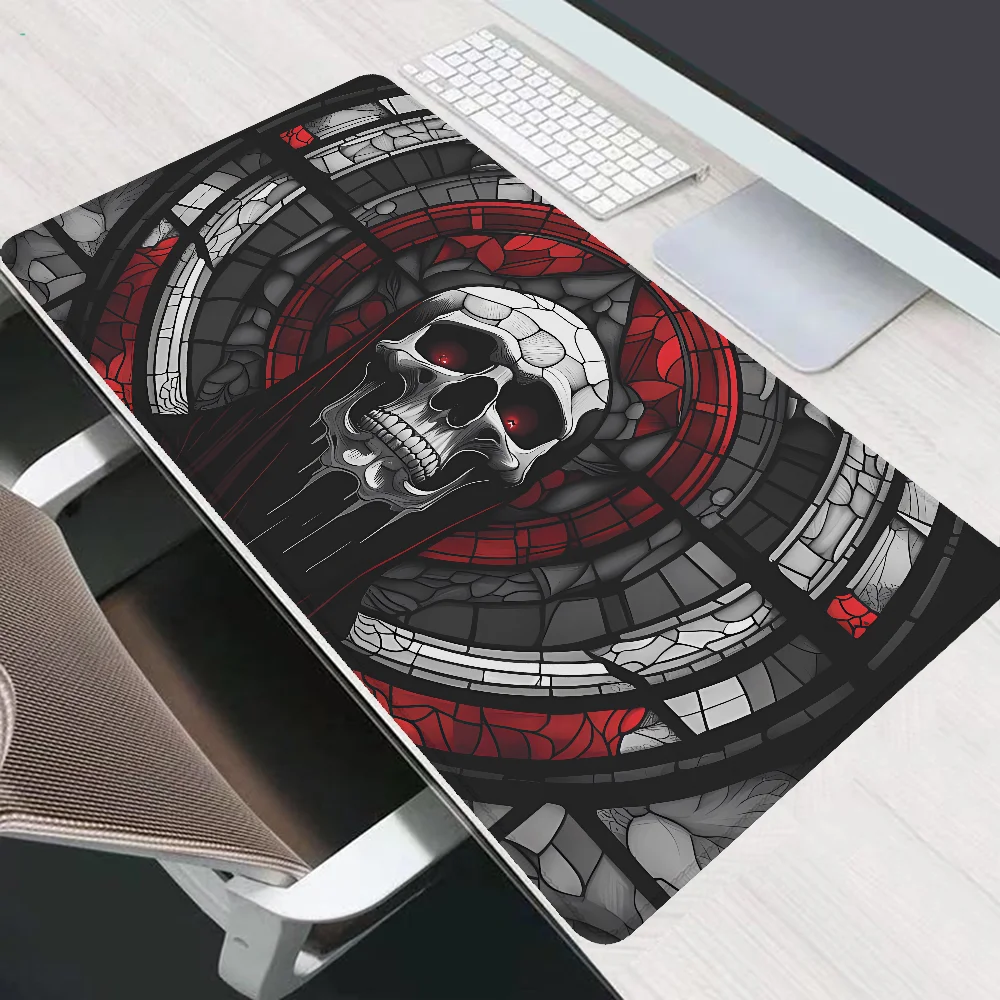 STAINED GLASS SKULL OF THE FALLEN SAINT Pc Gamer Diy Gaming Computer Mat Desktops Anime Mouse Pad 900x400 Mousepad Mats Keyboard