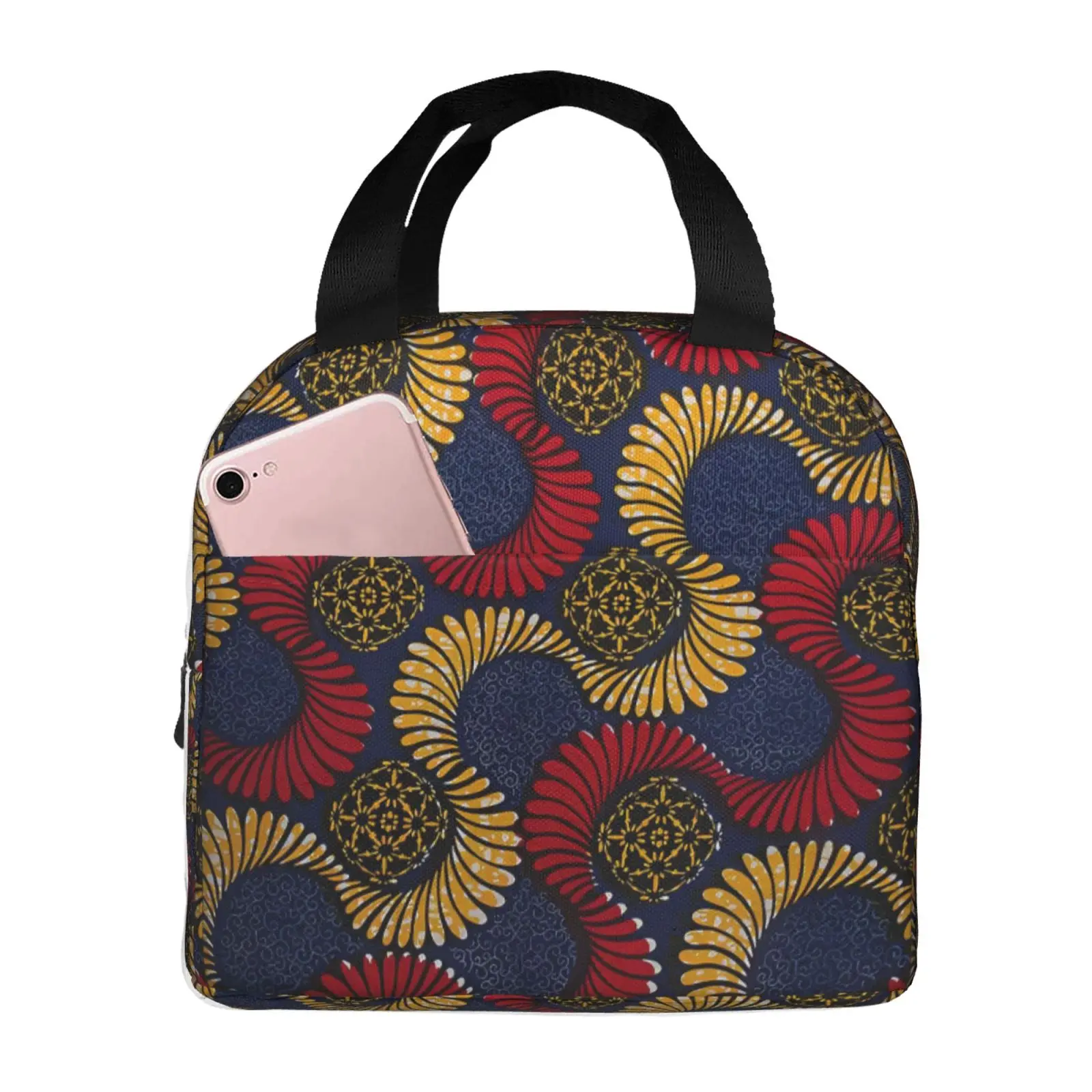 Lunchtasche mit afrikanischem Ankara-Aufdruck für Mädchen, lustige Lunchbox, lustige Picknick-Kühltasche, tragbar, mit Reißverschluss, Oxford-Thermo-Lunchtaschen