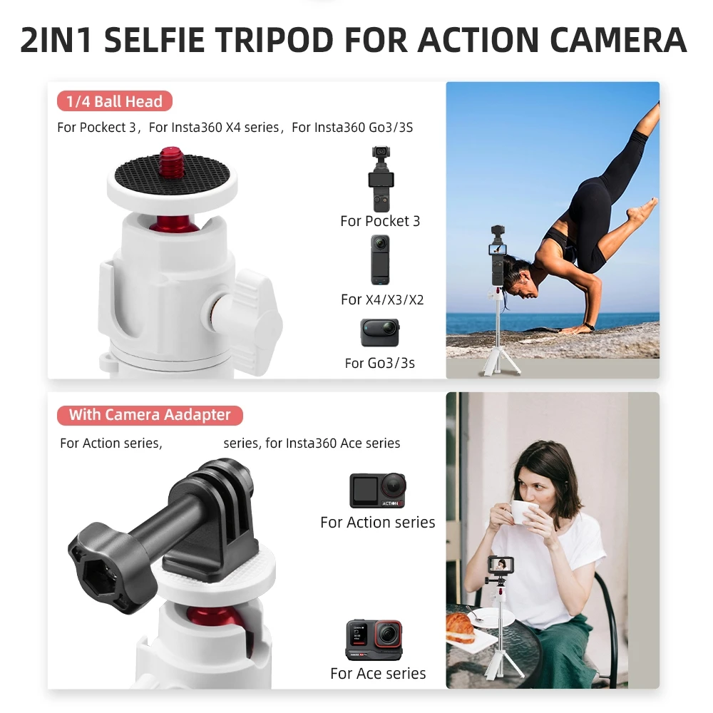 

For DJI POCKET 3 Extension Pole Tripod X4 Extension Selfie Stick Action 5pro Mount Accessories