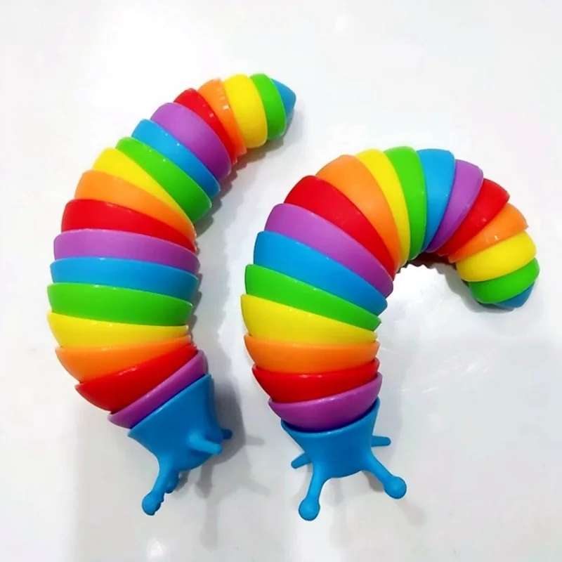 The New Rainbow Joint Snail Caterpillar Simulates Wriggling Slug Puzzle Decompression Toy Children\'s Prank Toy Variety