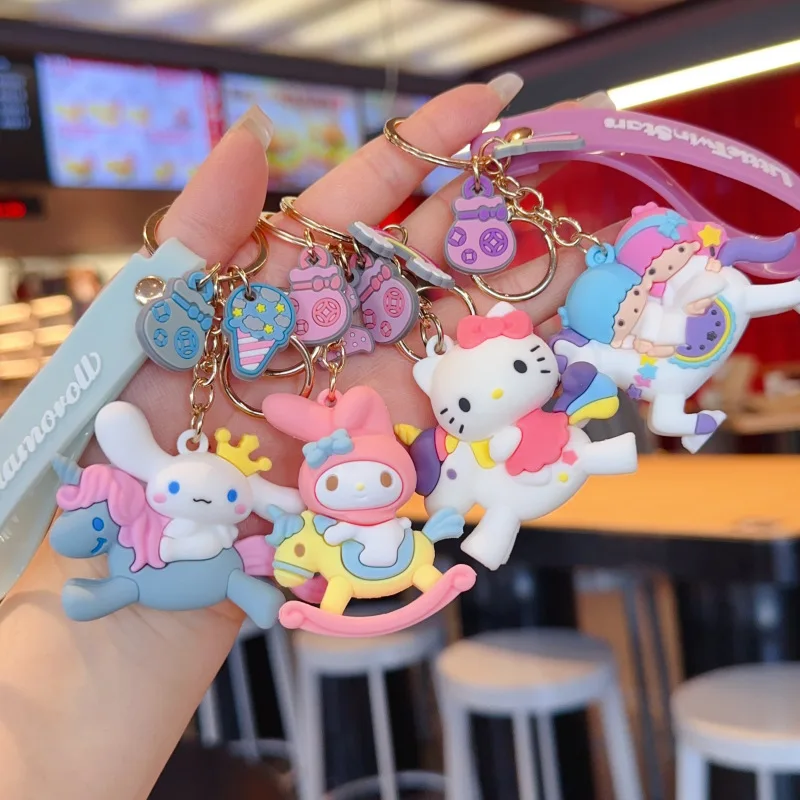 Cute Cartoon Hello Kitty My Melody Keychain Cinnamoroll Figure Key Ring Bag Pendant Accessories Collectible Gifts