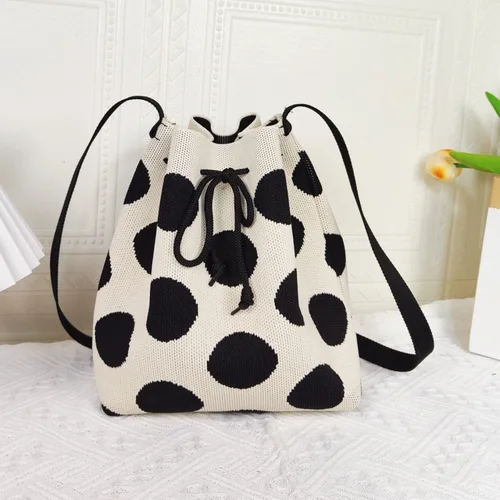 니트 하트 핸드백 숄더백, 대용량 드로스트링 버킷백, 토트백, 캐주얼 메신저백, 비치백, 런치백 