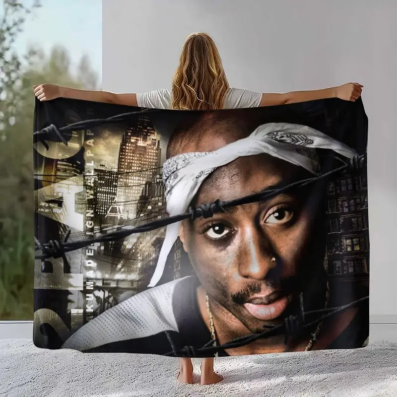 Tupac 2Pac Thug Life West Coast Rap Legend Flannel Throw Blanket,Cozy Warm Blanket for Bed,Sofa,Living Room,Picnic,Camping,Gift
