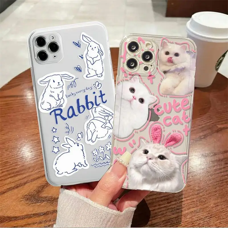 Cute 3D Rabbit Phone Case for Samsung Galaxy S24 Ultra S23 FE S20 S21 S22 Plus A54 5G A55 A35 A25 A14 A15 A24 A34 Back Cover