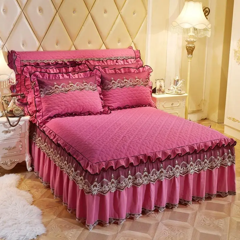 Thickened Cotton Bedspread, European Lace Bed Skirt, Single Double Bed, Spring and Autumn, Dustproof Bedspread Style