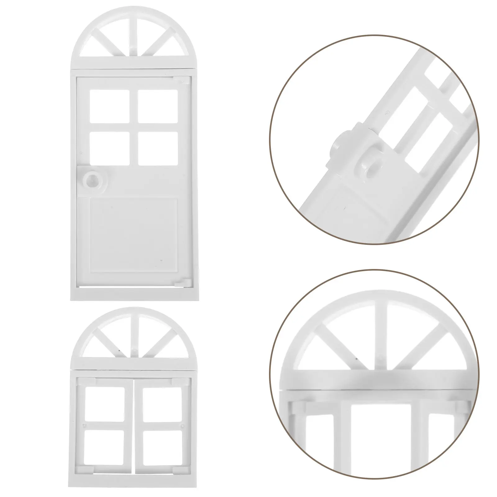 

Набор из 8 миниатюрных пластиковых оконных рамок и дверей для кукольного домика, креативный набор для творчества, аксессуары для декора мини-домиков, белый цвет