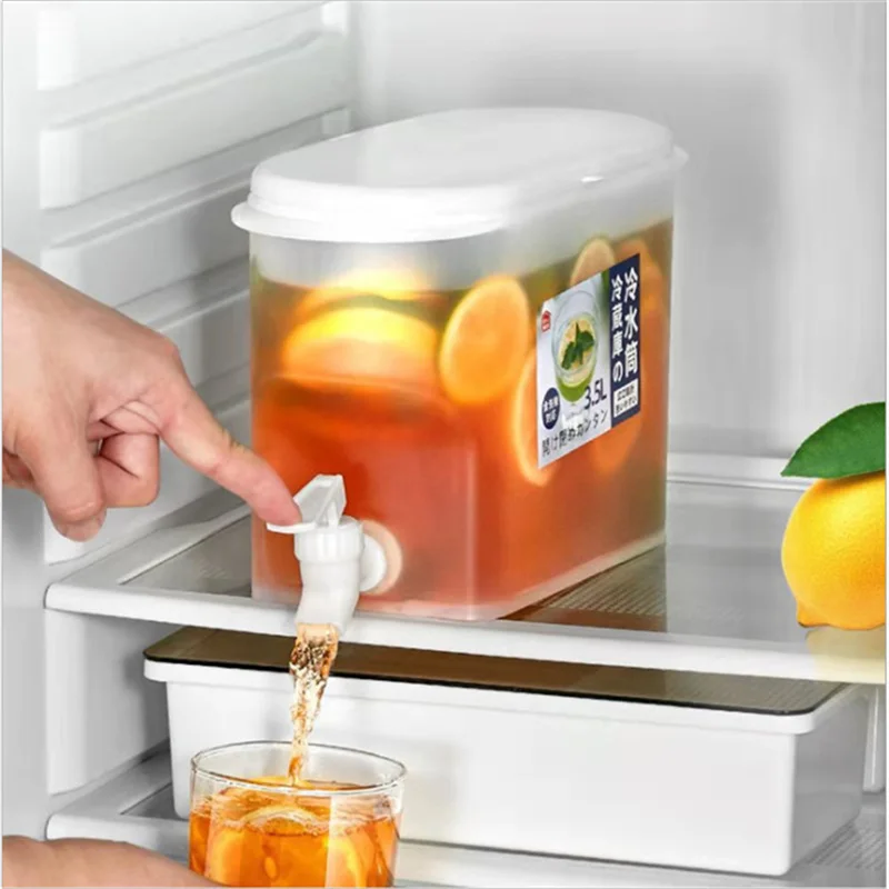 Jarra de agua fría de 3,5 l, hervidor frío de gran capacidad con grifo, dispensador de zumo de bebidas heladas, accesorios de refrigerador de cocina