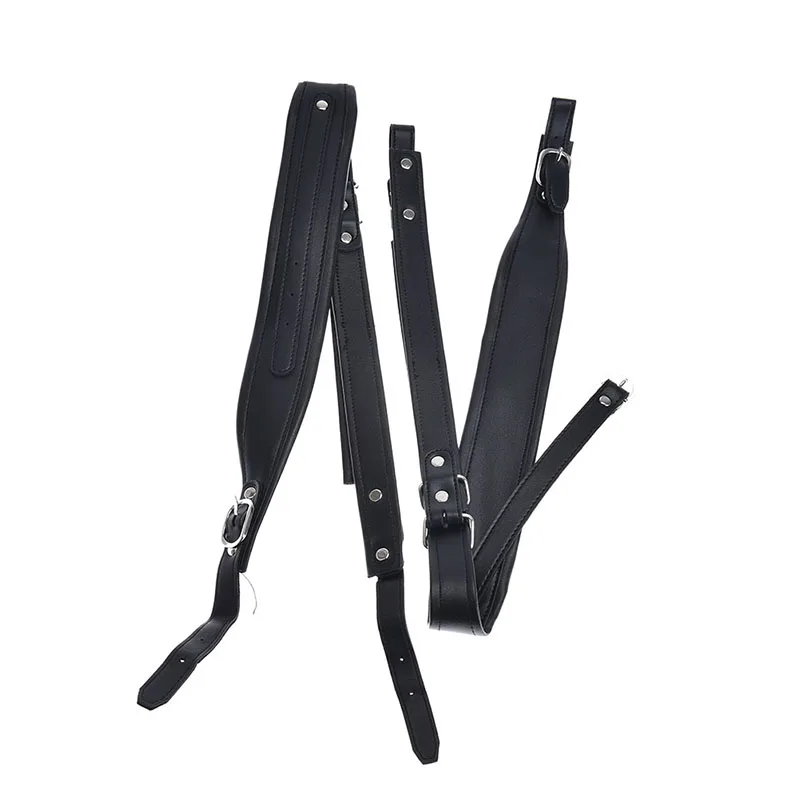 2Pcs Adjustable PU Leather Accordion Shoulder Straps For 96-120 Bass Accordions Harness Black Strap