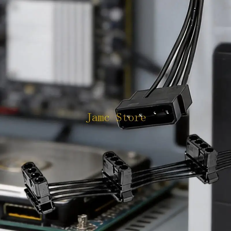 LX0B D Type 4Pin Power Extension Wire 1 to 4 Way Splitter for Desktop and Workstations Use