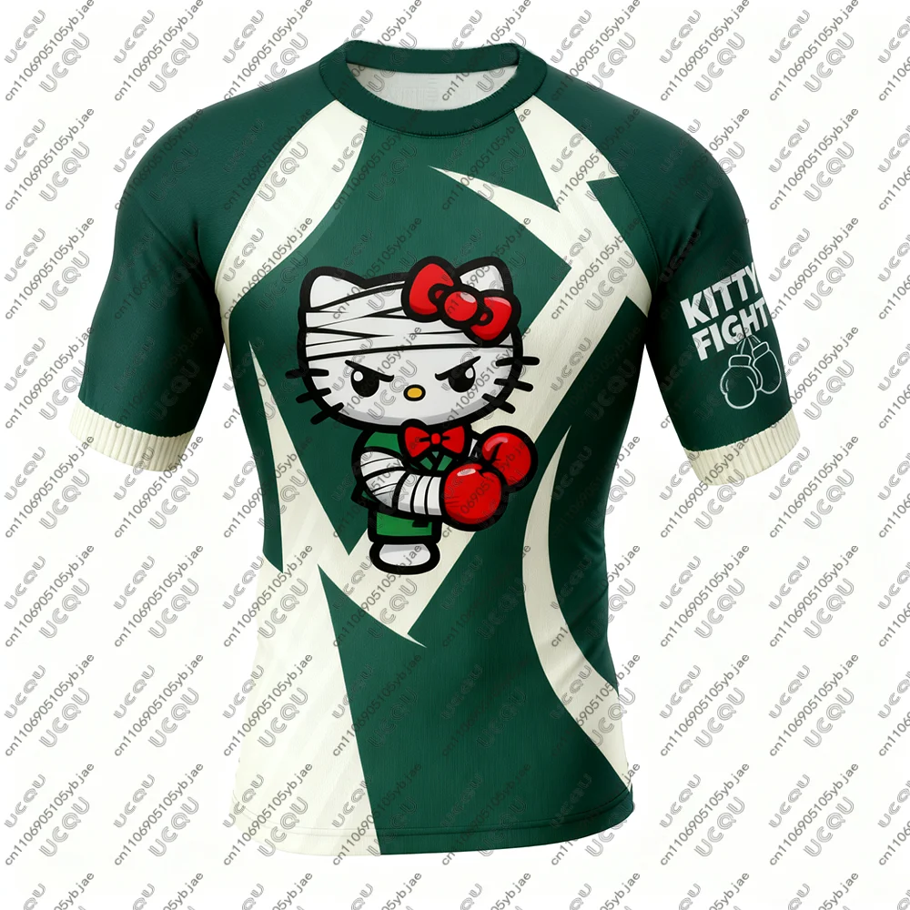 2026 الرجال الفتيان الاطفال فتاة القتال تي شيرت علوي تنفس التجفيف السريع الملاكمة رياضة مرحبا كيتي جيو جيتسو القتال طفح الحرس BJJ MMA