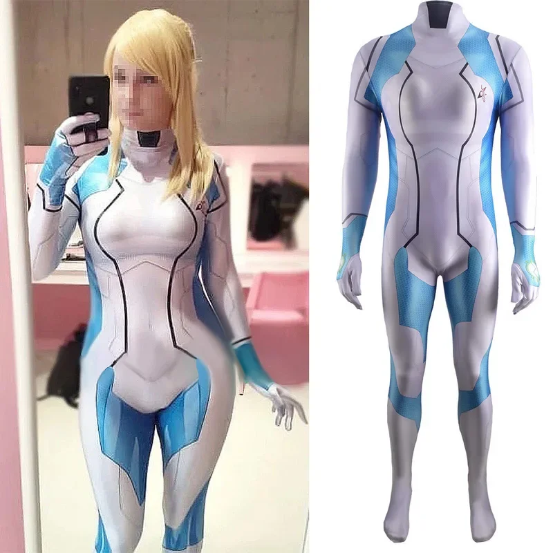 Metroid Dread Girls คอสเพลย์เครื่องแต่งกายพิมพ์ Spandex ฮาโลวีนเครื่องแต่งกายสําหรับบอดี้สูท Zentai คอสเพลย์เครื่องแต่งกายผู้หญิงหญิง