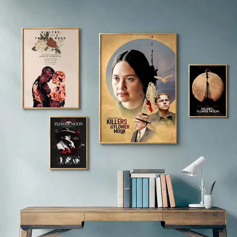Crime Drama K-Killers of the Flower MoonS Poster Vintage Retro Anime Poster Stickers Peel and Stick Wall Art Home Decor
