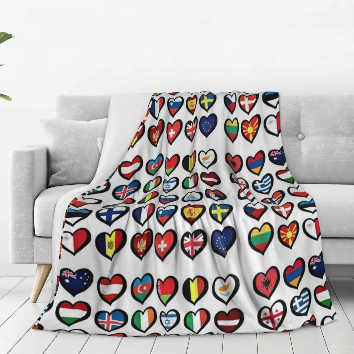 Eurovision Song Contest Flags Hearts Blankets Fleece Throw Blankets Sofa Throw Blanket For Couch Bedding Travel Throws Bedspread