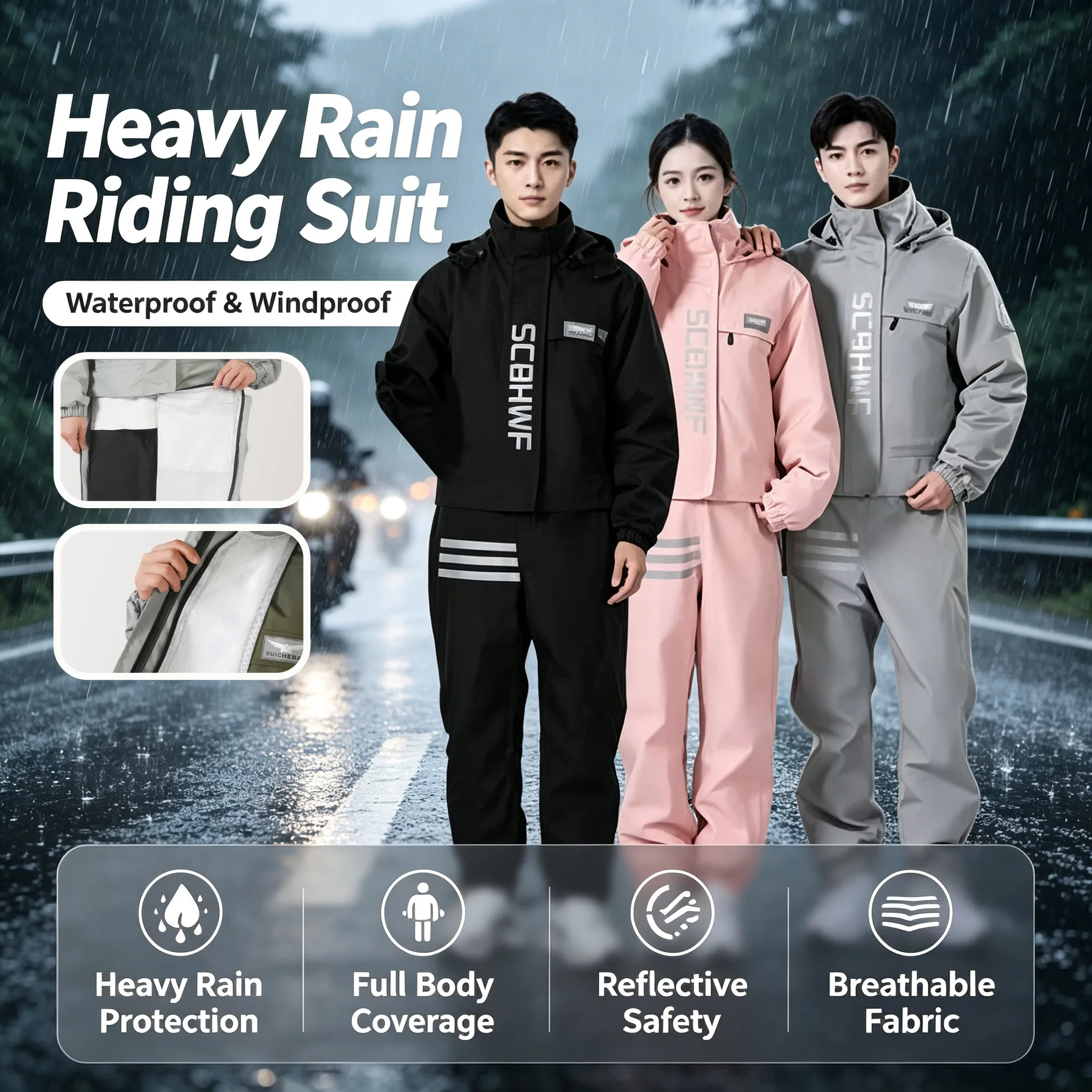 New Cosplay Costume Raincoat One-Piece Full Body Style Zippers Pocket Costume Motociclista Accesorios