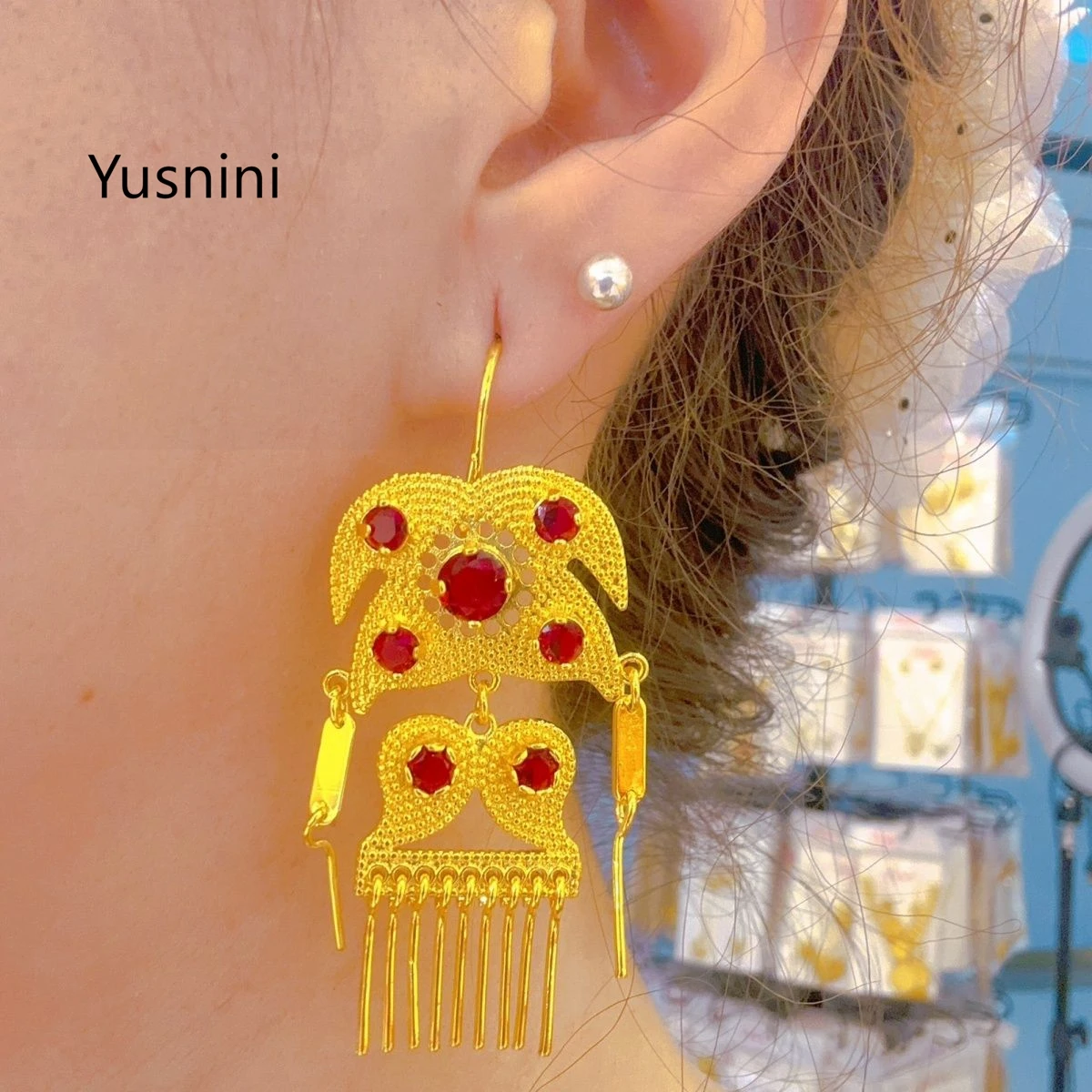 New Fashionable High end Dubai 24K Gold Plated Earrings Romantic Wedding Party Jewelry for Lovers 555