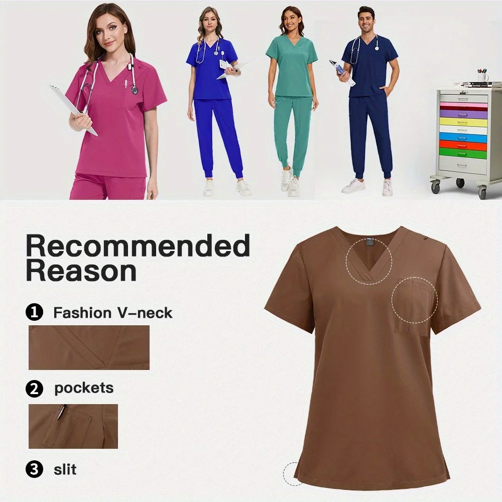 

Hot Sale! Men's V-neck Frosted Scrub Set, Clinic Workwear, Jogging Uniform-style Comfort Experience