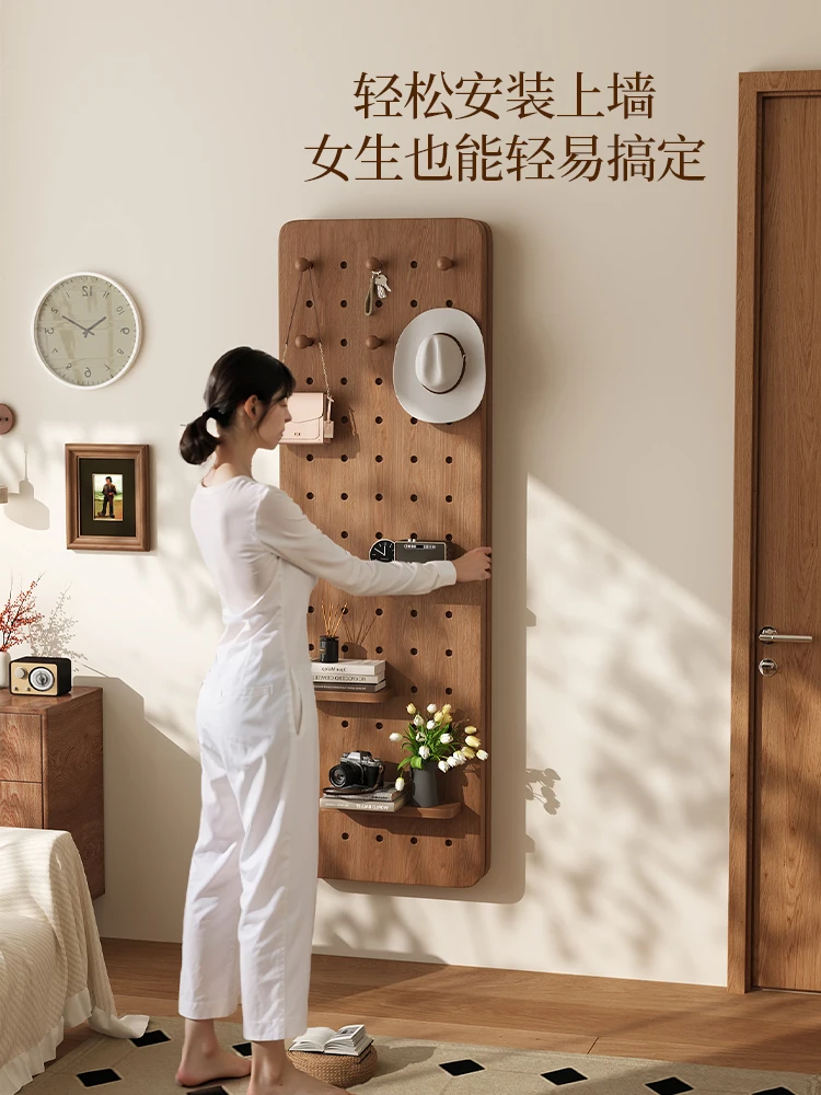 Customizable solid wood frame full body mirror, built-in hidden overall mirror, overall shape