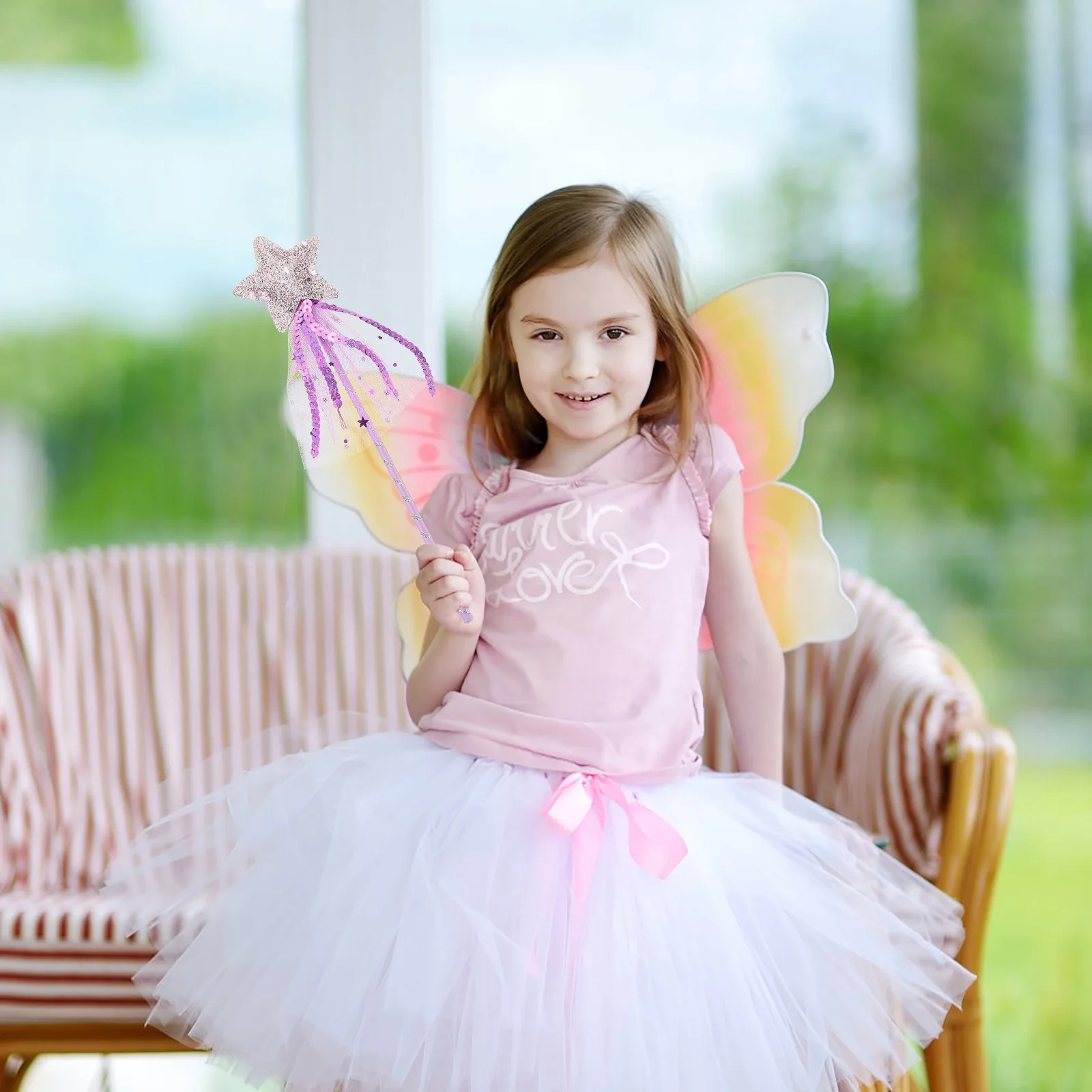

4pcs Fairy Wands For Girls Magical Kids Wooden Craft Wand Smooth Safe Surface Creative Imagination Playtime Decoration Glitter