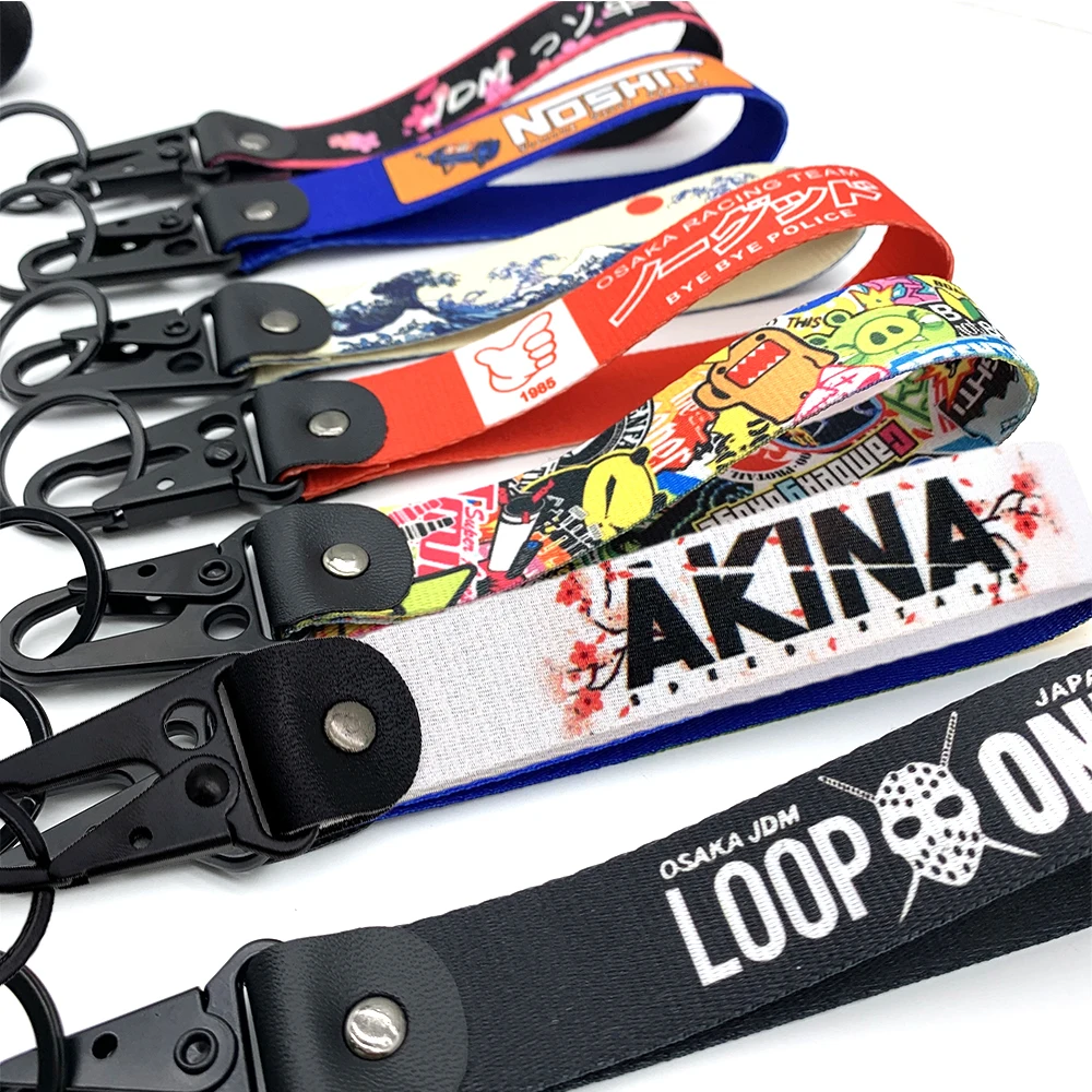 

JDM Culture Nylon Strap Key Chain Racing Car Keychain Transfer Ring Strap Wrist Key Chain For 1985 no good Akina loopone