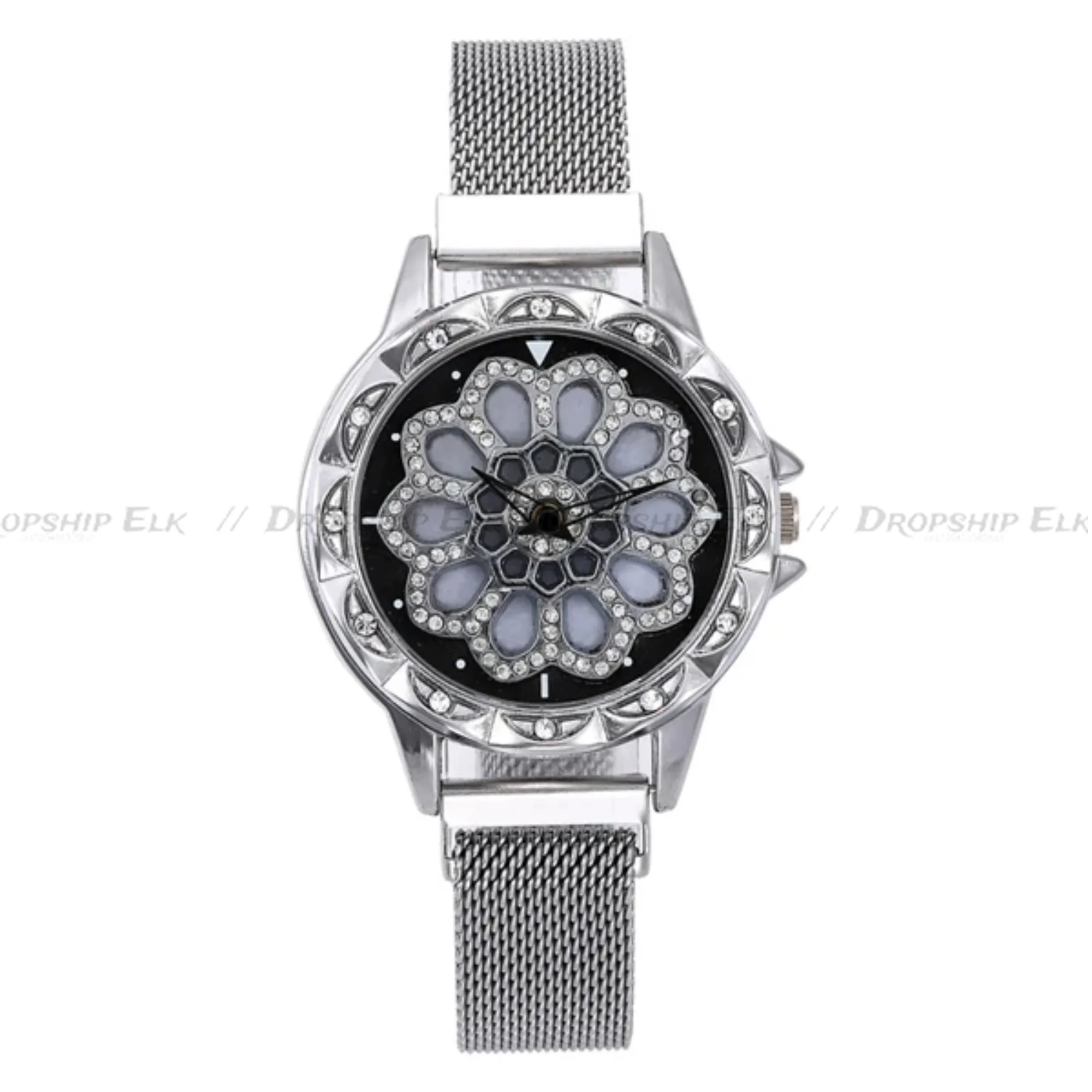 Women Watch Mesh Magnet 360 Degree Rotating Dial Ladies Watch Luxury Fashion Diamond Quartz Watch for Women Clock Relogio Femino