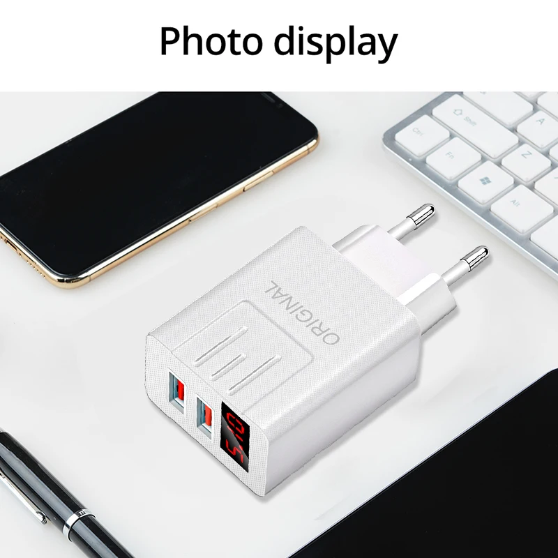 USB Multi Ports Fast Charging Charger Digital Display Mobile Phone Charge Adapter For iPhone Samsung Xiaomi Huawei Wall Charger