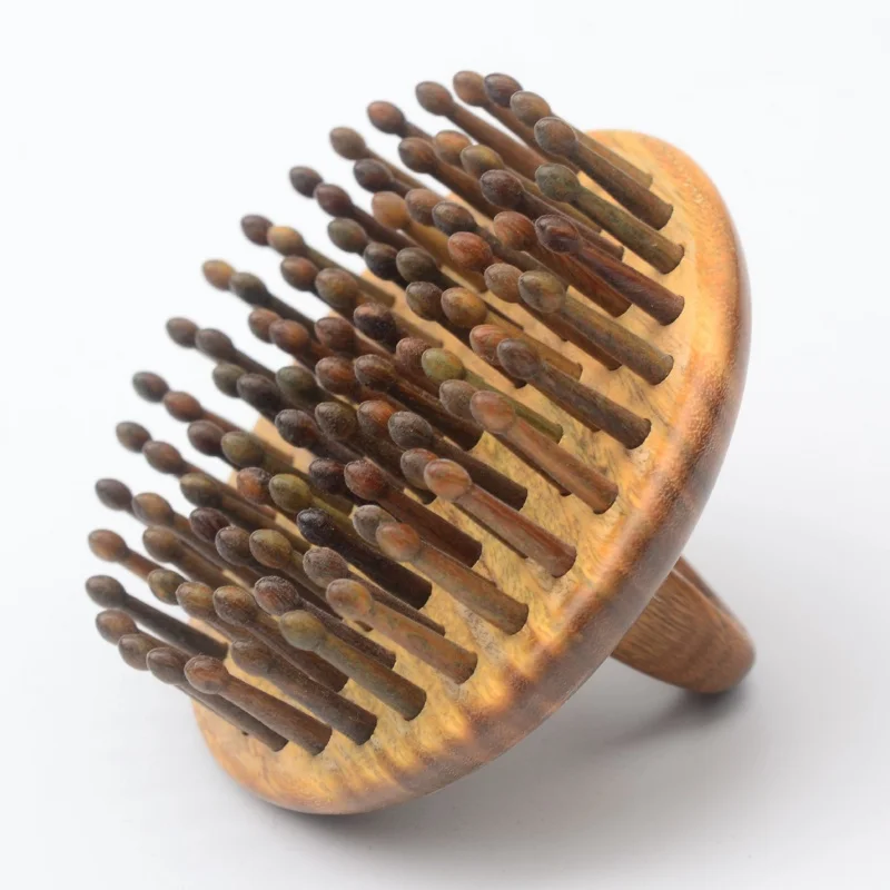 Boutique Factory Green Sandalwood Ring Massage Comb Ebony Wooden Comb Head Massage Care Hair Comb Meridian Wooden Comb