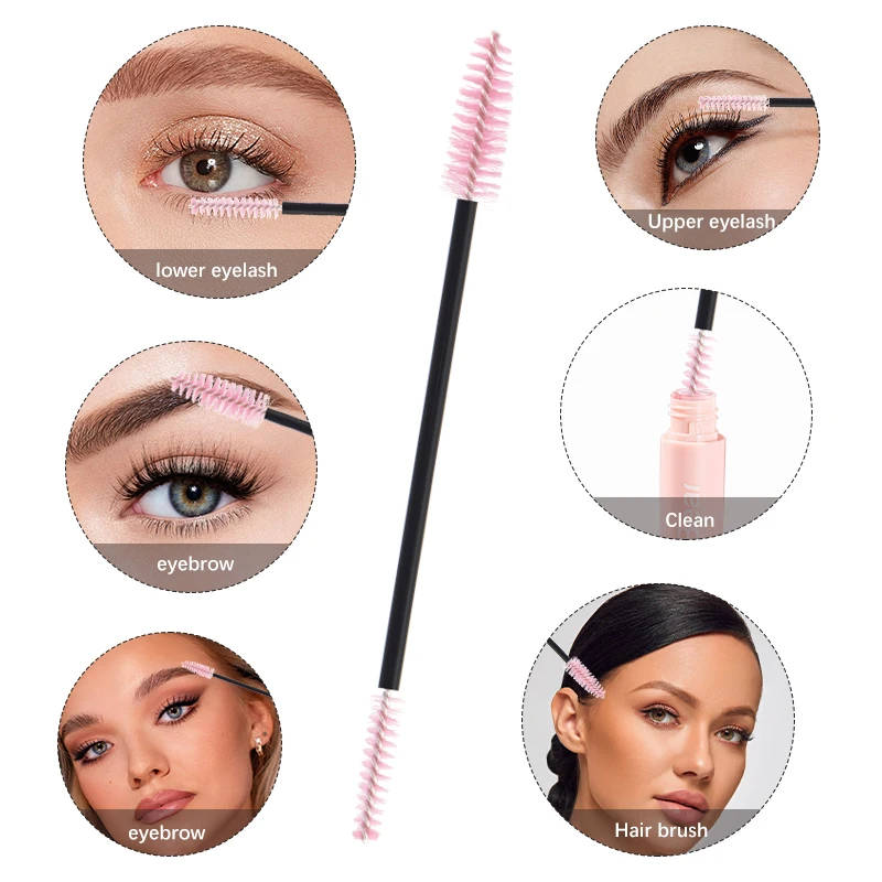 50pcs Double Head Eyelash Brush Eyebrow Micro Brushes Mascara Wands Cosmetics Applicators Lash Extension Tool Makeup Products