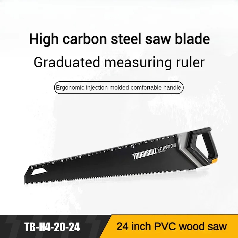 24 inch hand board saw TB-H4-20-24TOUGHBUILT high carbon steel saw blade with graduated measuring ruler