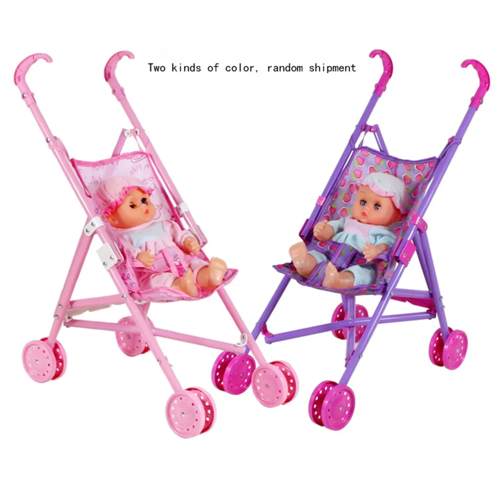 Baby Doll Stroller with 10 Inch Doll Kids Play Stroller Toys Toy Stroller for Baby Dolls for Pretend Play Dolls Accessories