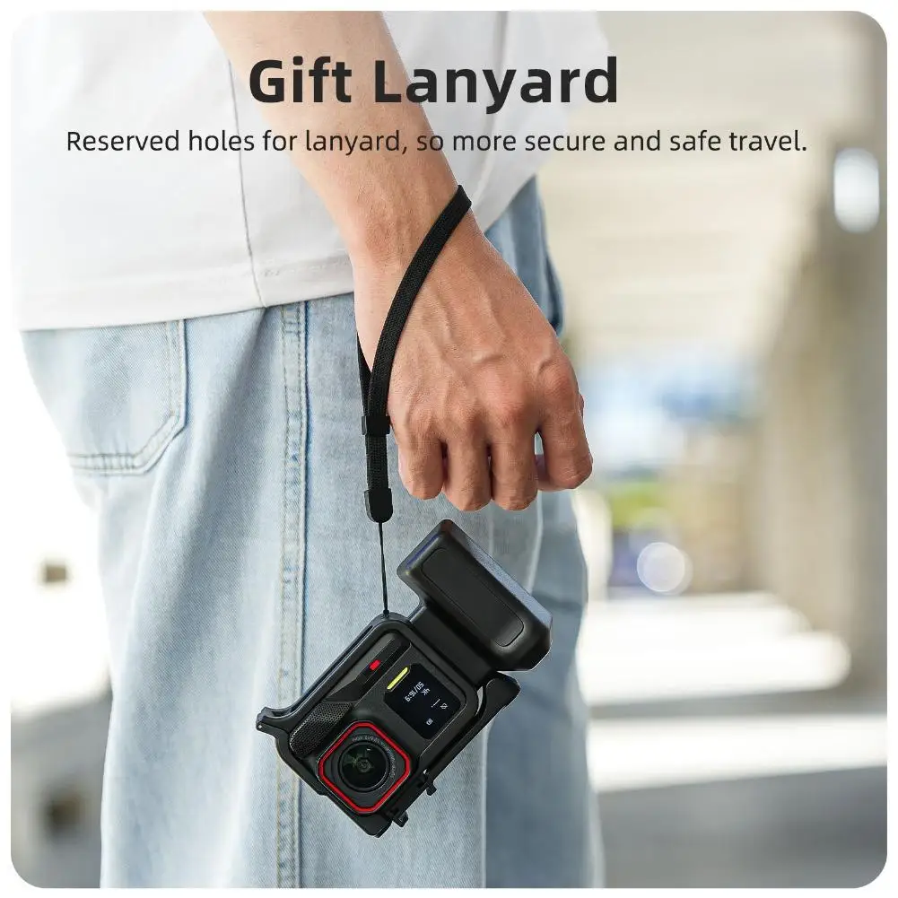 Cámara deportiva con mango de cámara de calle integrado Compatible con DJI Osmo Action 3/4/5 Pro para un agarre estable y cómodo