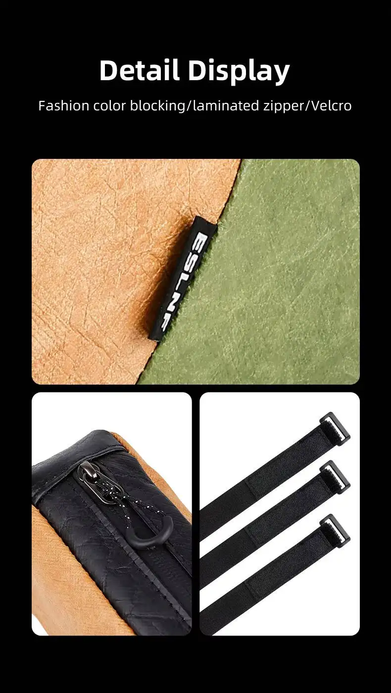 ESLNF Wasserdichte Fahrradtasche für Oberrohr, Beinfreundlich, Schlanker Stabiler Riemen, Passend für Mountainbikes und Rennräder, Leichtgewichtig, Langlebig – Detail 11