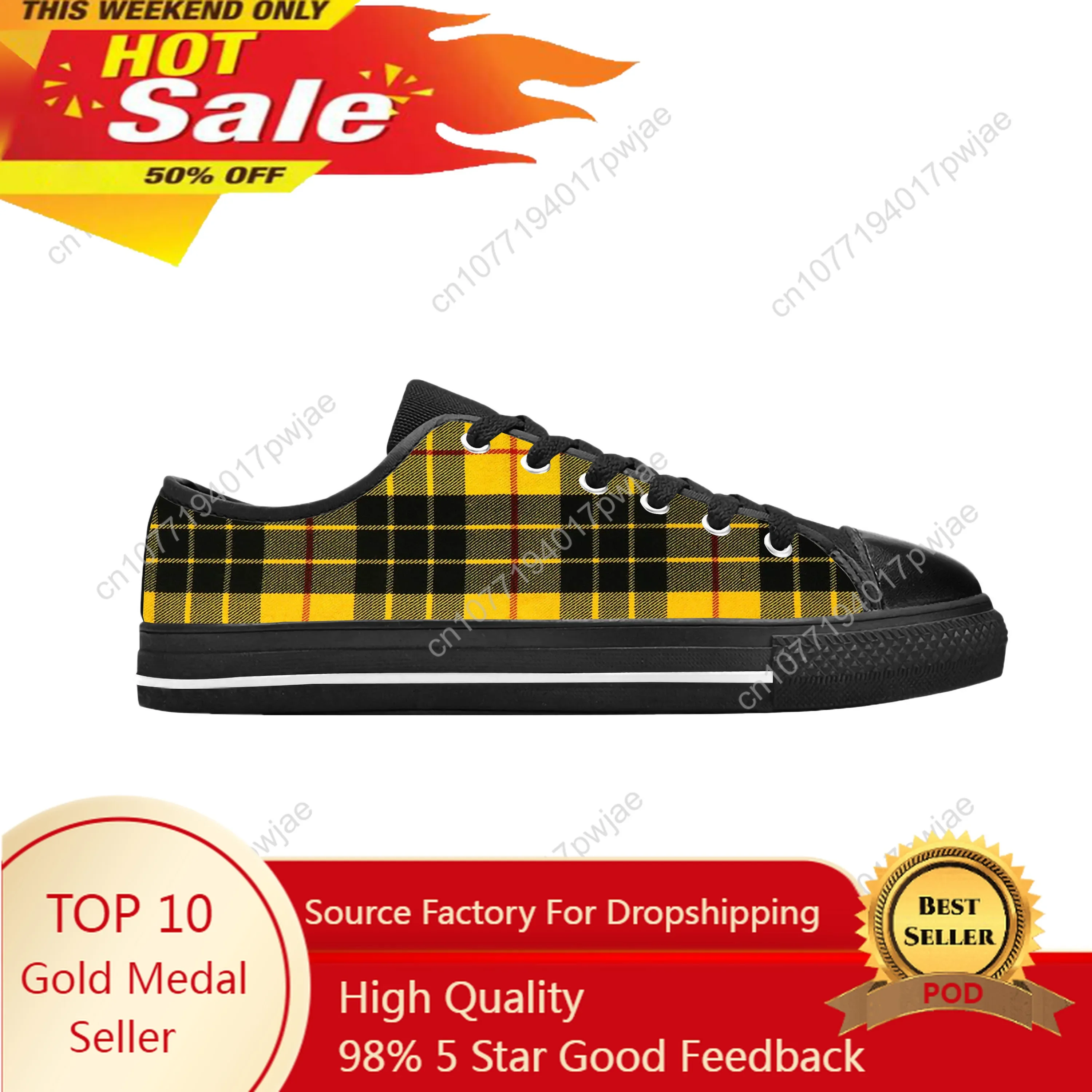 MacLeod Scottish Stewart Clan Tartan Plaid Ancient Casual Cloth Shoes Low Top Comfortable Breathable 3D Print Men Women Sneakers