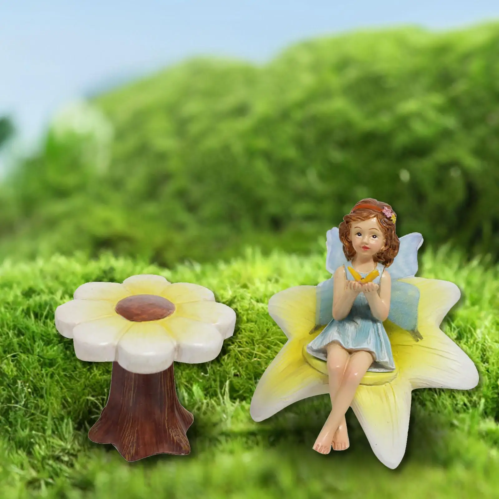 

3Pcs Flower Fairy Statue Cute Flower Fairy Decor for Tabletop Patio Outside