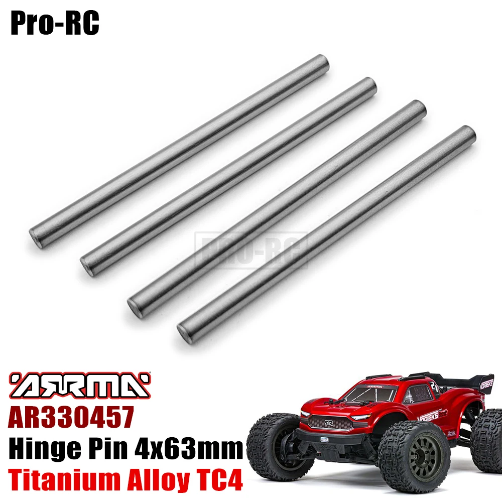 4Pcs 4x63mm Hinge Pin AR330457 Titanium TC4 For Arrma 1/10 VORTEKS 4X2 BOOST MEGA 550 BRUSHED Rc Parts