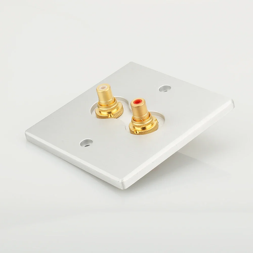 Hi-end home theater banhado a ouro 2 vias tomada rca de parede hifi rca jack tomada audiophile rca na parede