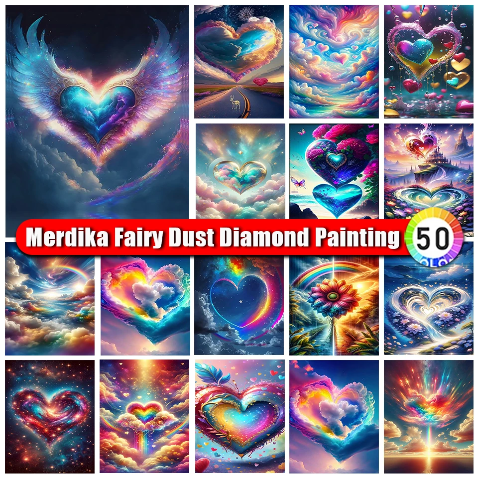 

Merdika Fairy Dust Diamond Painting Love Colorful 5D Rhinestone Embroidery Scenery Diamond Mosaic Cross Stitch Kit Home Decor