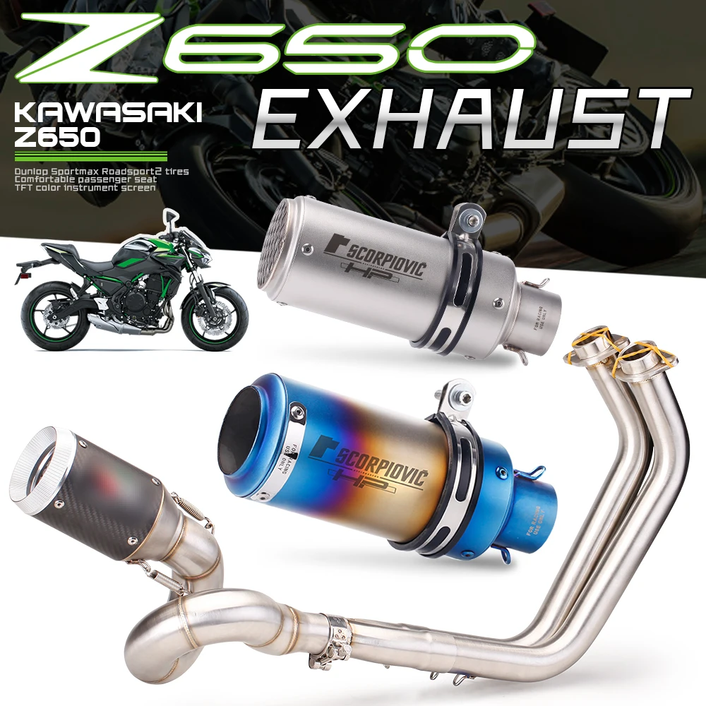 

Motorcycle Exhaust System Modified Front Middle Link Pipe Muffler Slip On For ER6N ER6F Ninja650 Z650 Versys650